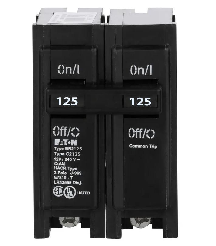 Eaton BR2125 Circuit Breaker | 240V 125A 2P 10kA@240V Plug-In BR Series