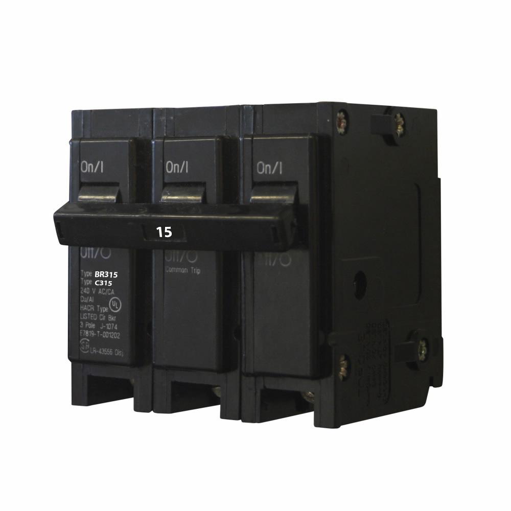 Cutler Hammer BR315 Circuit Breaker | 24V 15A 3P 10kA@240V Plug-In BR Series