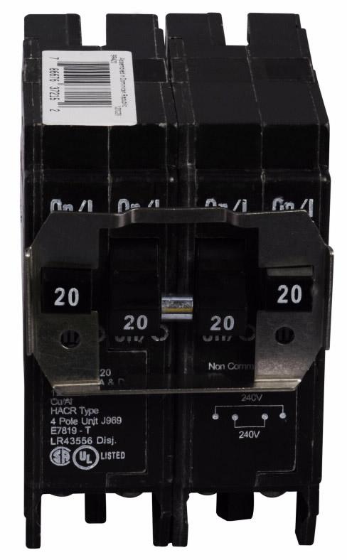 Cutler Hammer BR420 Circuit Breaker | 240V 20A 4P 10kA@240V Plug-In BR Series