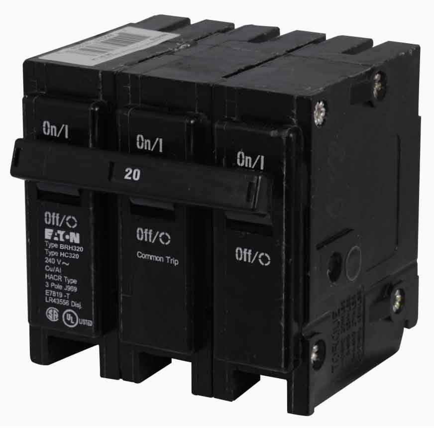 Cutler Hammer BRH320 Circuit Breaker | 240V 20A 3P 22kA@240V Plug-In BR Series