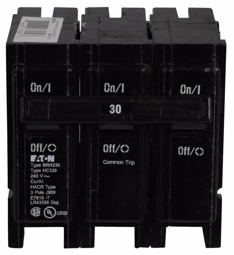 Cutler Hammer BRH330 Circuit Breaker | 240V 30A 3P 22kA@240V Plug-In BR Series