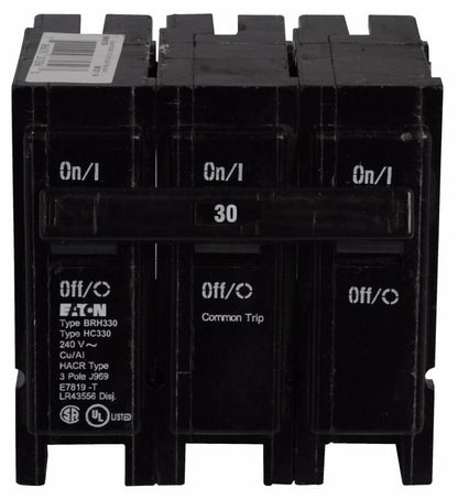 Cutler Hammer BRH330 Circuit Breaker | 240V 30A 3P 22kA@240V Plug-In BR Series