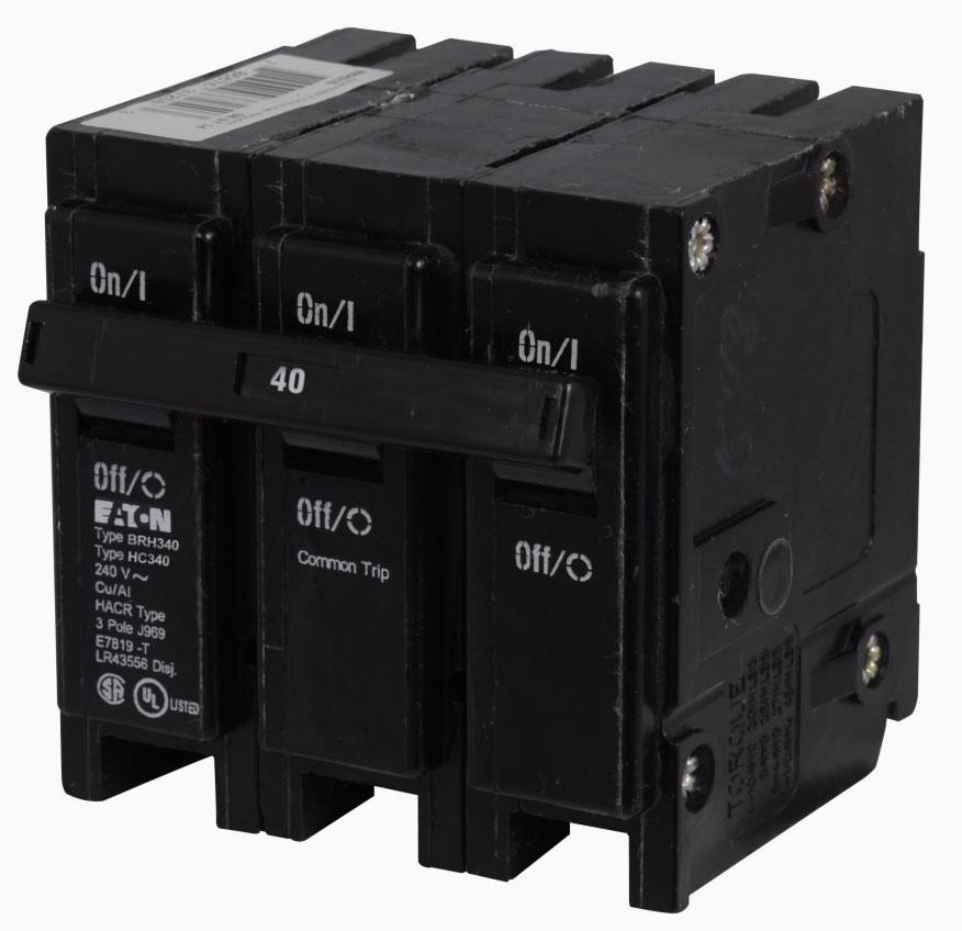 Cutler Hammer BRH340 Circuit Breaker | 240V 40A 3P 22kA@240V Plug-In BR Series
