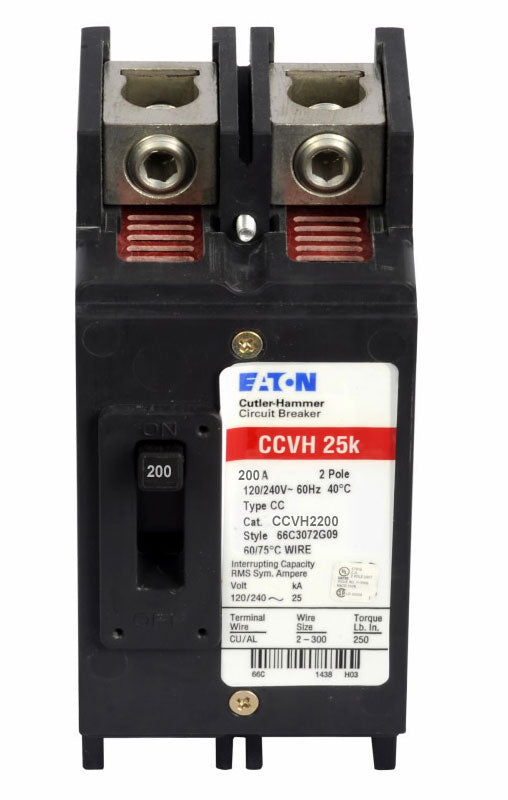 Cutler Hammer CCVH2200 Circuit Breaker | 240V 200A 2P 25kA@240V Feed-Thru Tenant Main