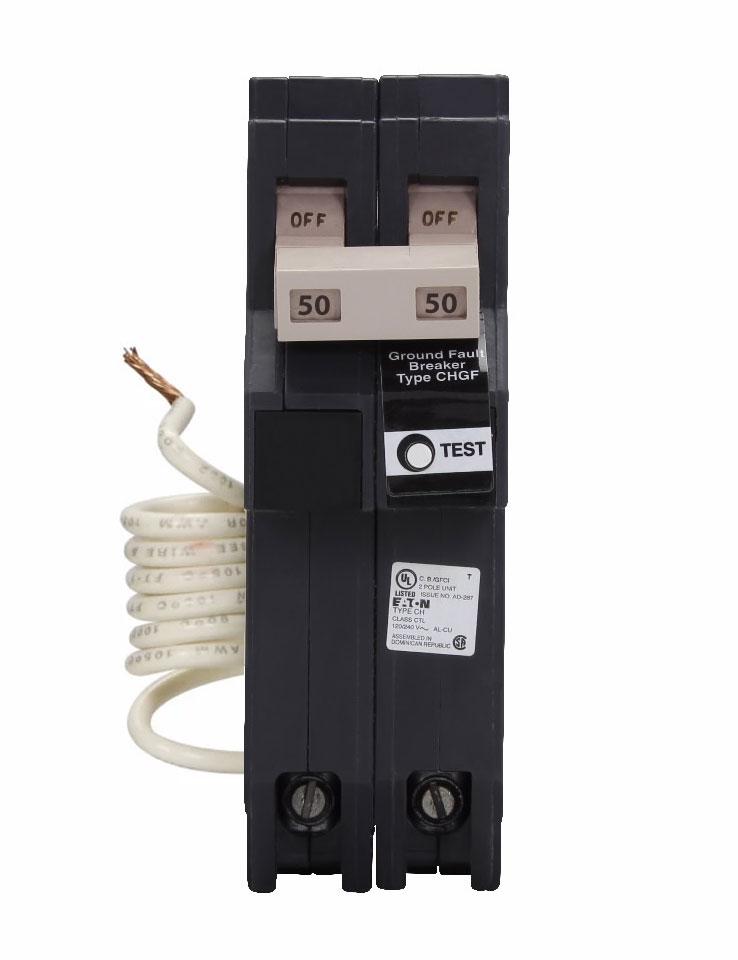 Eaton CH250GFT Circuit Breaker | 240V 50A 2P 10kA@240V Plug-In CH Series