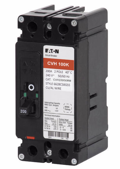 Cutler Hammer CVH2200XMM Circuit Breaker | 240V 200A 2P 100kA@240V Bolt-On CVH Series