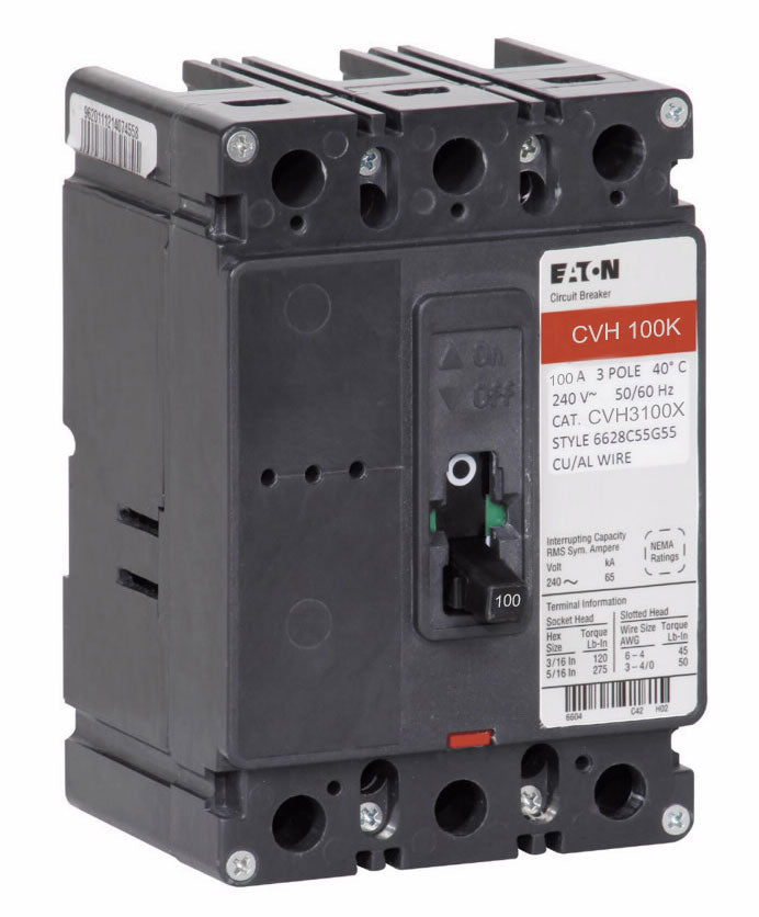 Cutler Hammer CVH3100X Circuit Breaker | 240V 100A 3P 100kA@240V Bolt-On CVH Series