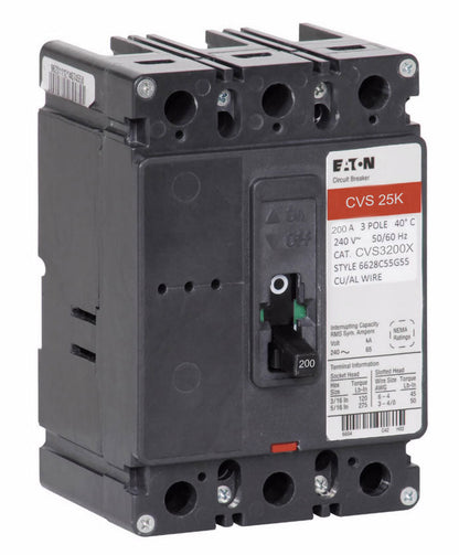 Cutler Hammer CVS3200X Circuit Breaker | 240V 200A 3P 25kA@240V Bolt-On CVS Series
