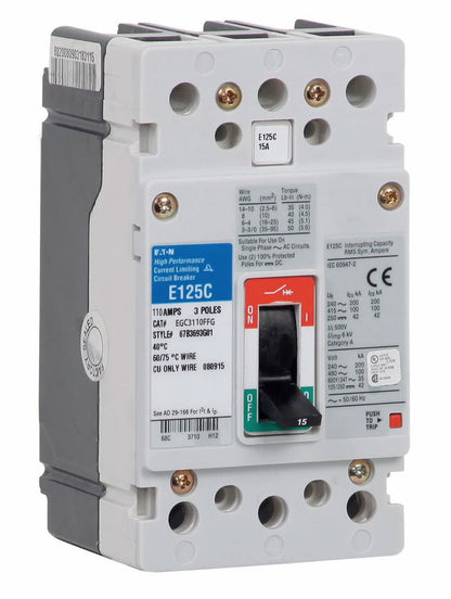 Cutler Hammer EGC3110FFG Circuit Breaker | 600V 110A 3P 100kA@480V Feed-Thru Series G
