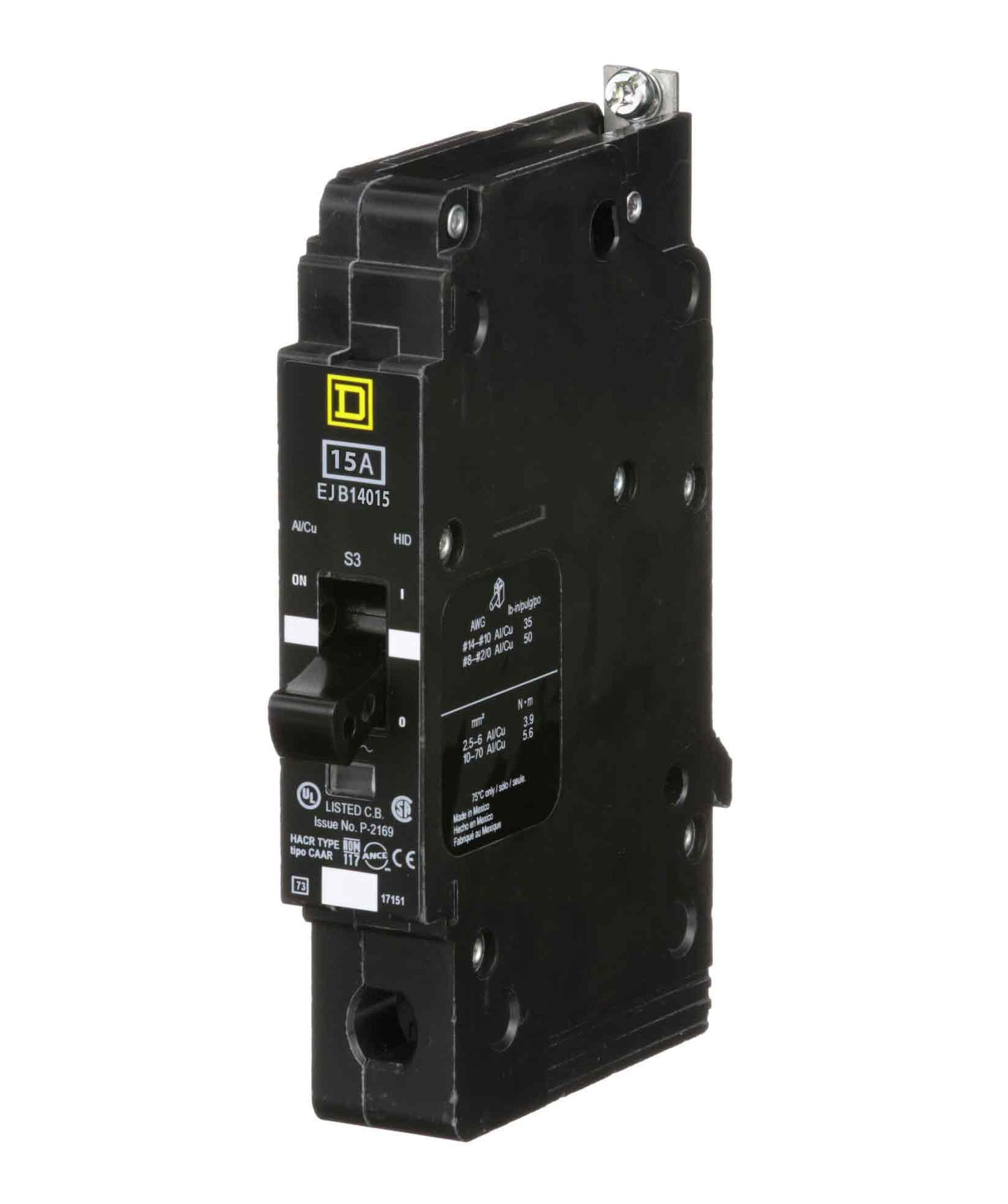Square D EJB14015 Molded Case Circuit Breaker | 277V 15A 1P 65kA@480V Bolt-On EJB Series