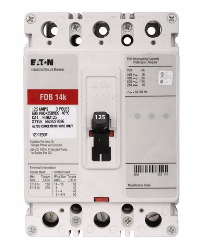 Westinghouse FDB3125 Circuit Breaker | Series C FDB 600V 125A