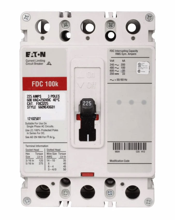 Eaton FDC3225 Circuit Breaker | Series C FDC 600V 225A