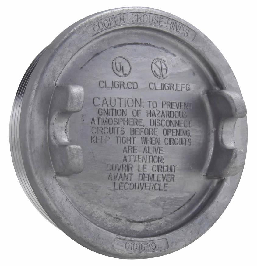Crouse-Hinds GUA09 Electrical box covers | Copper-free aluminum 5" cover opening 12 thread pitch GUA