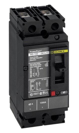 Square D HGL26040 Circuit Breaker | 600V 40A 2P 35kA@480V Bolt-On Powerpact