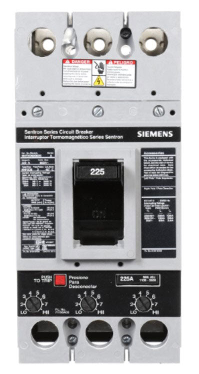 Siemens HHFXD63B225 Molded Case Circuit Breaker | 600V 225A 3P 100kA@480V Bolt-On Sentron Series