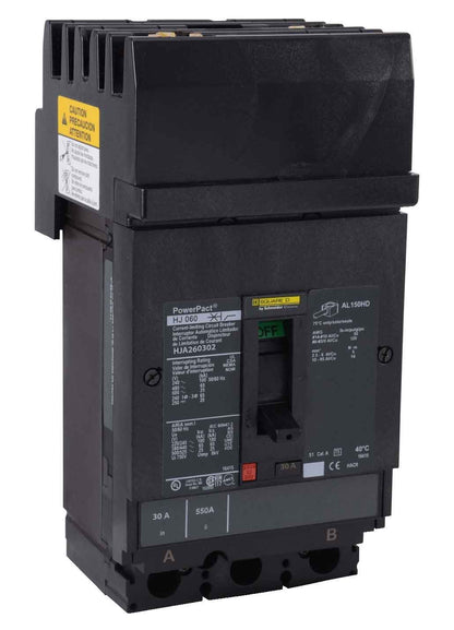 Square D HJA260302 Circuit Breaker | 600V 30A 2P 65kA@480V I-Line Plug-In Powerpact