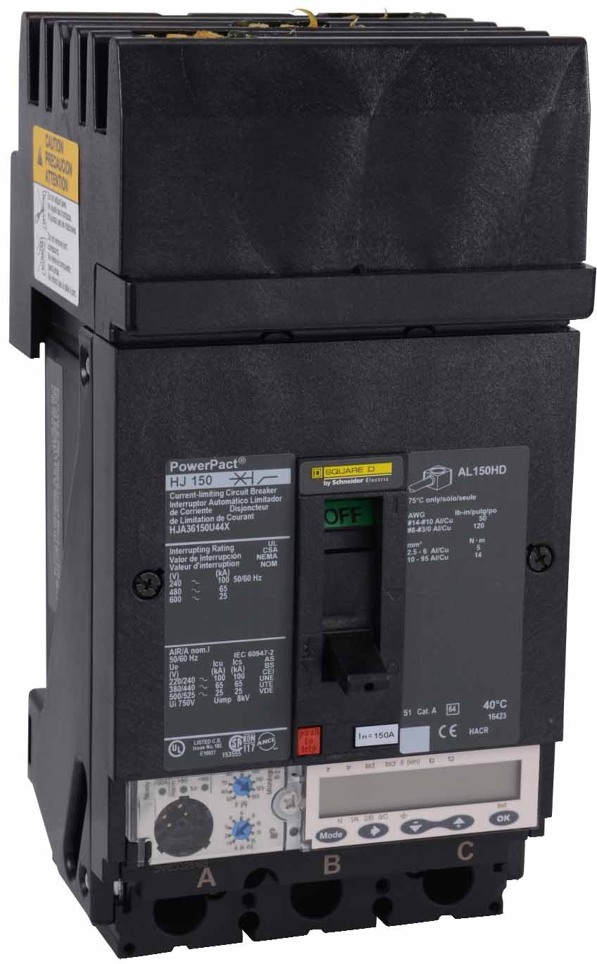 Square D HJA36150U44X Circuit Breaker | 600V 150A 3P 65kA@480V I-Line Style Plug-In Powerpact