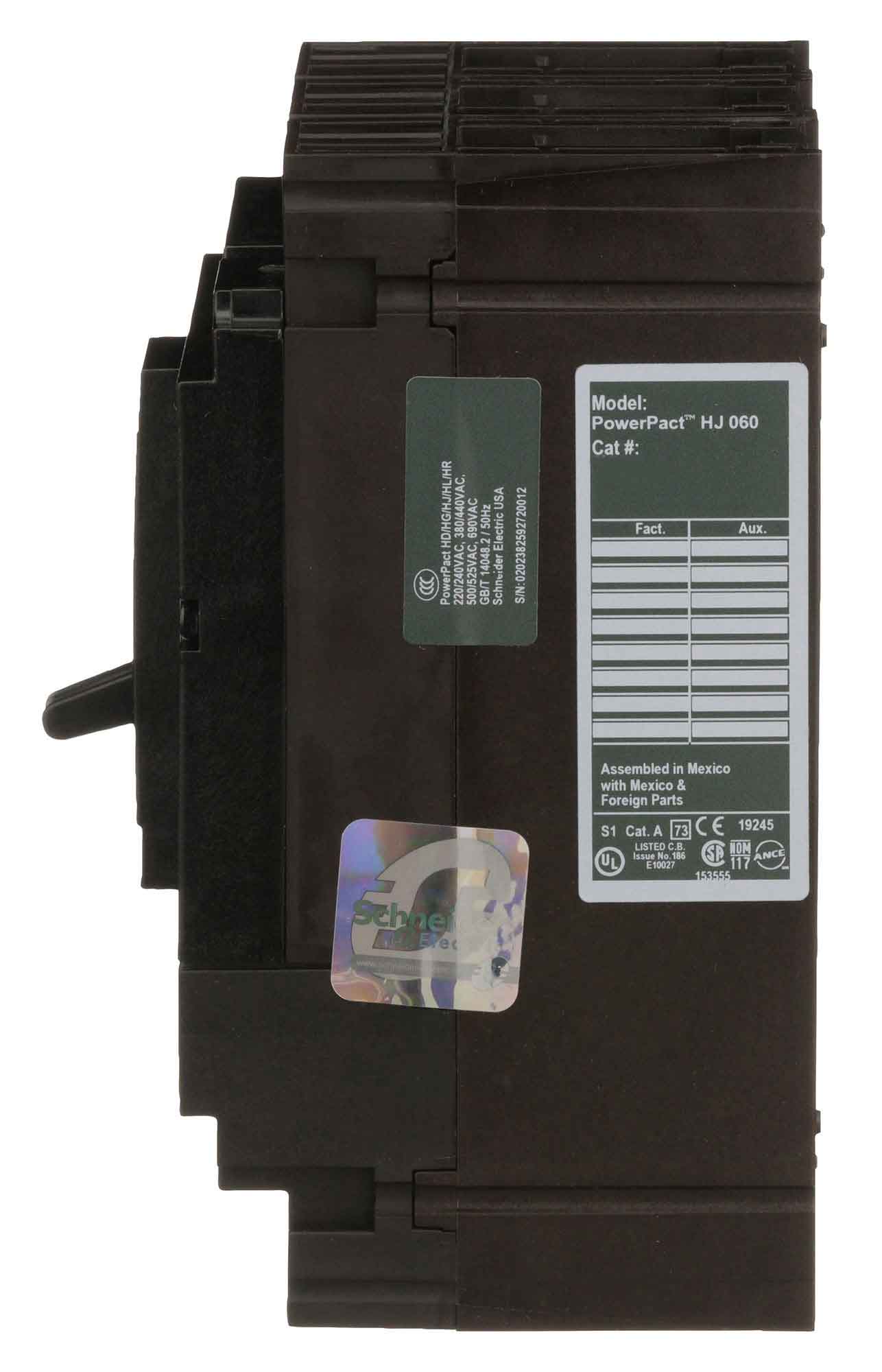 Square D HJL36080 Circuit Breaker | 600V 80A 3P 65kA@480V Feed-Thru Powerpact