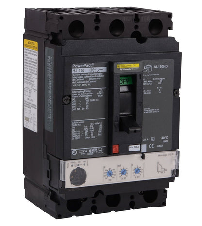 Square D HJL36150U33X Molded Case Circuit Breaker | 600V 150A 3P 65kA@480V Feed-Thru Powerpact