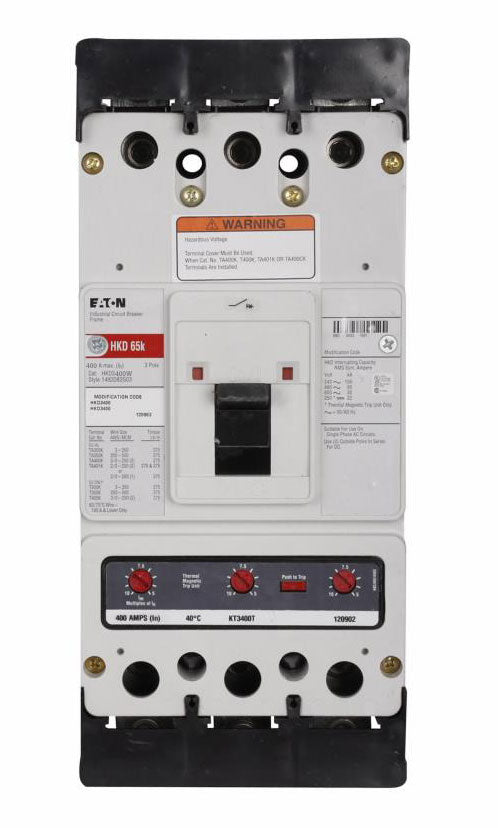 Cutler Hammer HKD3400W Circuit Breaker | 600V 400A 3P 65kA@480V Bolt-On Series C
