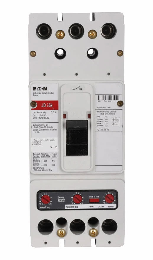 Cutler Hammer JD3150 Circuit Breaker | 150A 600V 3P Series C