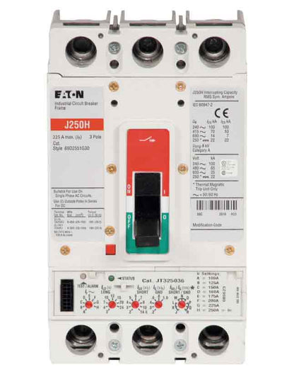 Cutler Hammer JGH3225FAG Circuit Breaker | 600V 225A 3P 65kA@480V Feed-Thru Series G