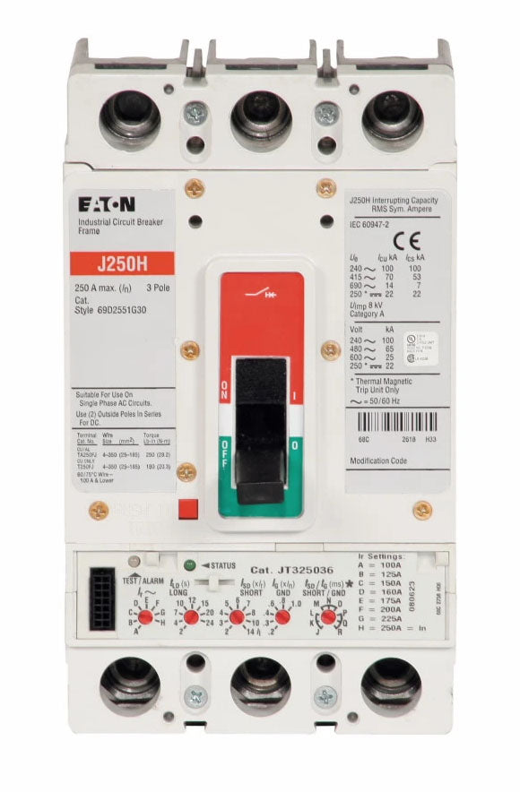 Cutler Hammer JGH3250FAGC Circuit Breaker | 600V 250A 3P 65kA@480V Feed-Thru Series G