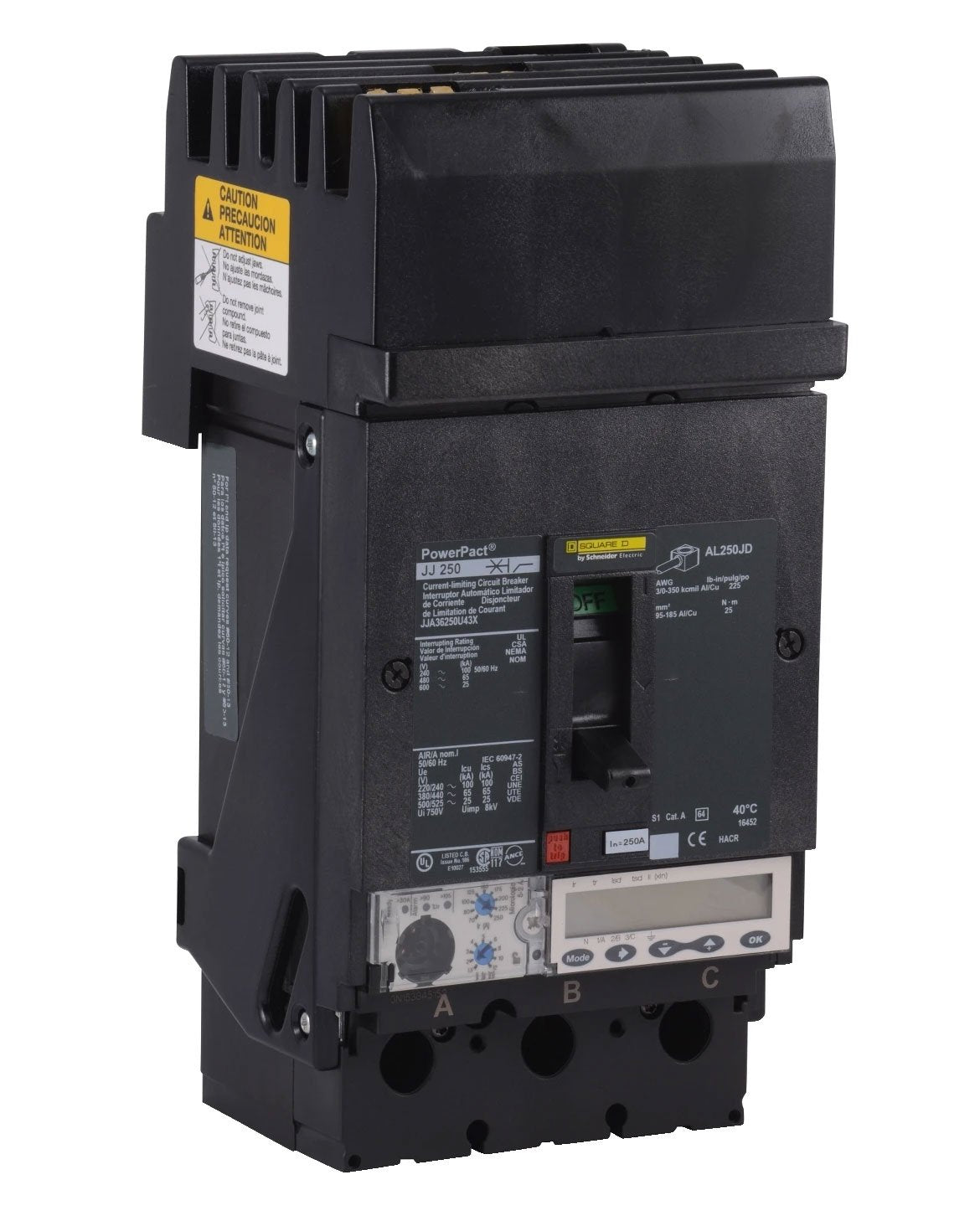 Square D JJA36250U43X Circuit Breaker | 600V 250A 3P 65kA@480V I-Line Style Plug-In Powerpact