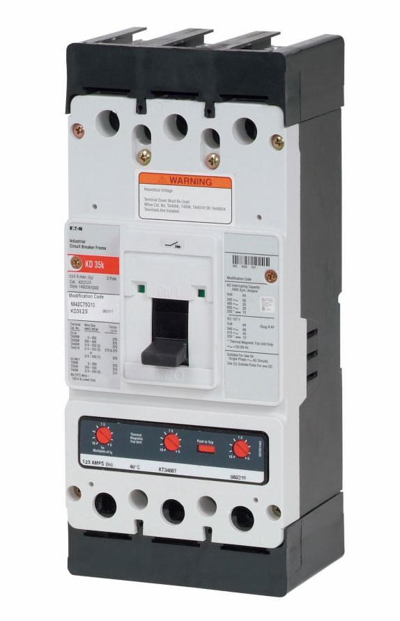 Cutler Hammer KD3125X Circuit Breaker | 600V 125A 3P 35kA@480V Bolt-On Series C