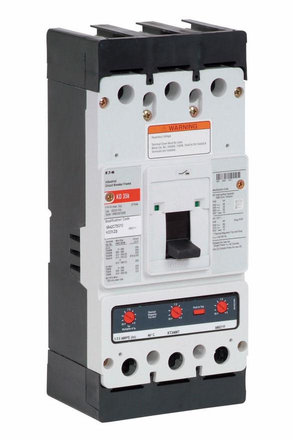 Cutler Hammer KD3125X Circuit Breaker | 600V 125A 3P 35kA@480V Bolt-On Series C