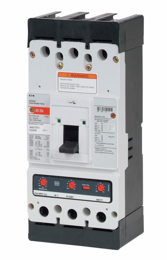 Cutler Hammer KD3350Y Circuit Breaker | 600V 350A 3P 35kA@480V Bolt-On Series C