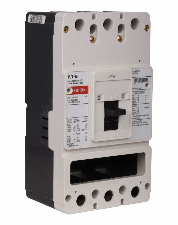 Cutler Hammer KDC3300X Circuit Breaker | 600V 300A 3P 100kA@480V Bolt-On Series C