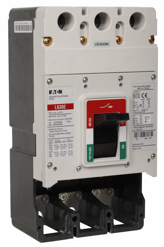 Cutler Hammer LGE3630NN Circuit Breaker | 600V 630A 3P 25kA@480V Bolt-On Series G
