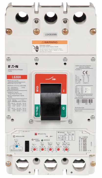 Eaton LGH3400FAG Circuit Breaker | 600V 400A 3P 65kA@480V Bolt-On Series G