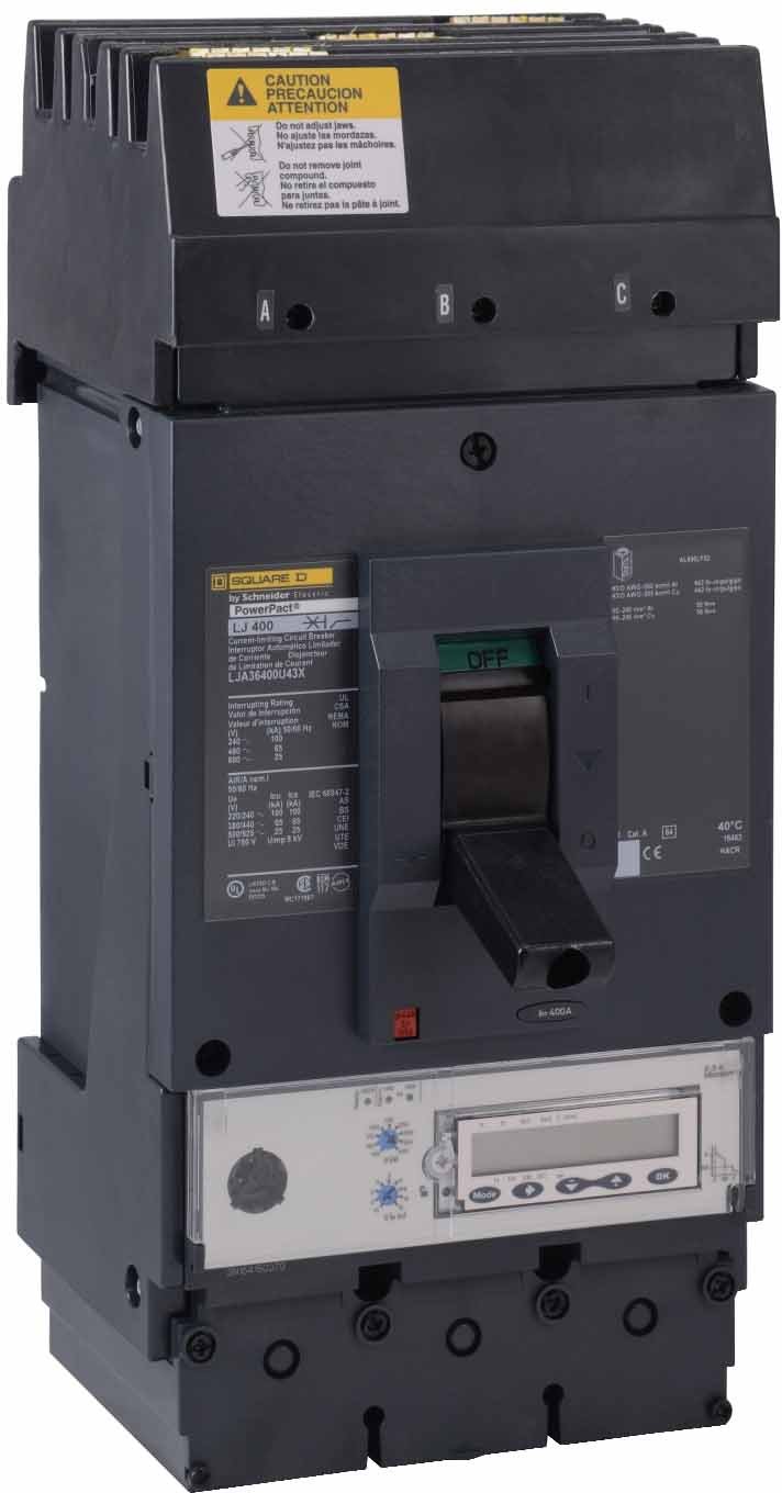 Square D LJA36400U43X Circuit Breaker | 600V 400A 3P 65kA@480V I-Line Style Plug-In Powerpact