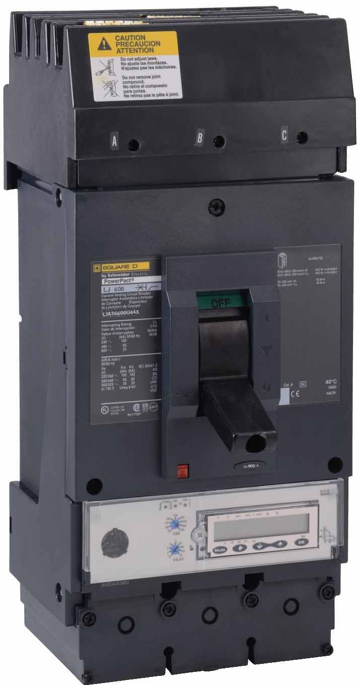 Square D LJA36600U44X Circuit Breaker | 600V 600A 3P 65kA@480V I-Line Style Plug-In Powerpact