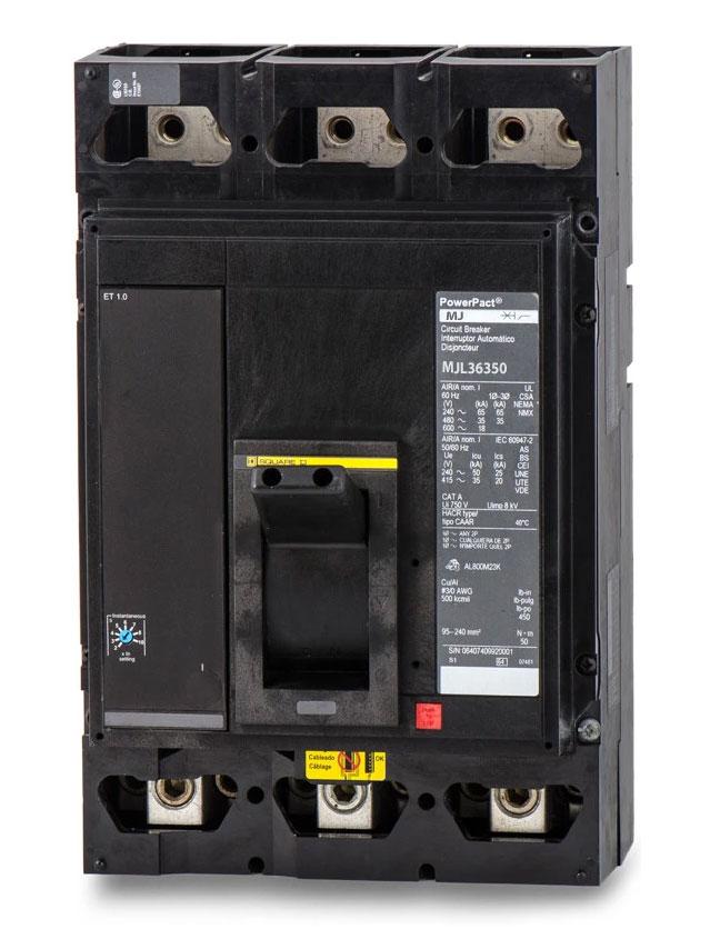 Square D MJL36350 Molded Case Circuit Breaker | 600V 350A 3P 65kA@480V Lug In/Lug Out Powerpact MJL
