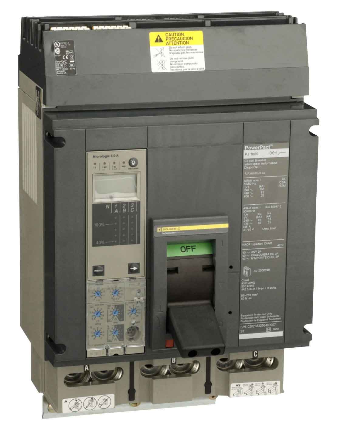 Square D PJA36100U41A Circuit Breaker | Powerpact PJA 600V 1000A
