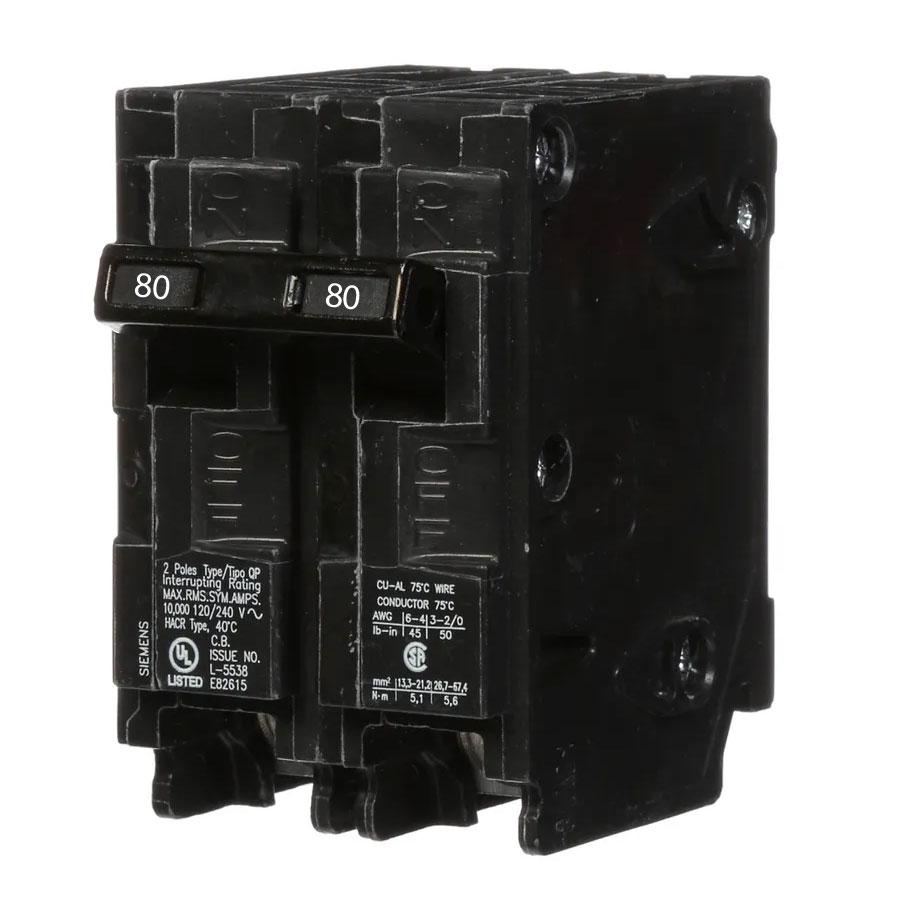 Siemens Q280 Circuit Breaker 120/240V 80A 2P 10kA@240V Plug-In Q Series