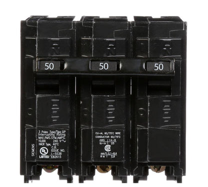 Siemens Q350 Circuit Breaker | 240V 50A 3P Plug-In 10kA@240V Q Series