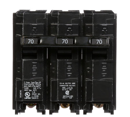 Siemens Q370 Circuit Breaker | 240V 70A 3P 10kA@240V Plug-In Q Series