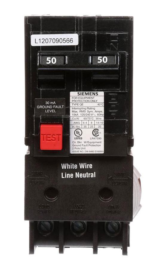 Siemens QE250 Circuit Breaker | 240V 50A 2P 10kA@240V Plug-In Q Series