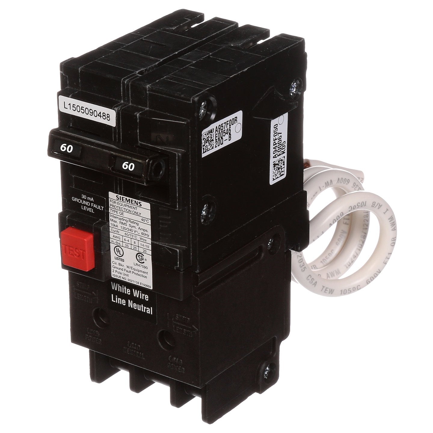 Siemens QE260 Circuit Breaker | 240V 60A 2P 10kA@240V Plug-In Q Series