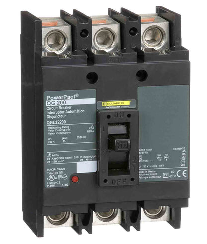 Square D QGL32200 Circuit Breaker | 240V 200A 3P 65kA@240V Feed-Thru QGL Powerpact