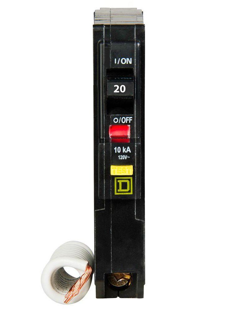 Square D QO120GFI Circuit Breaker 120V 20A 1P 10kA@120V Plug-In QO Series