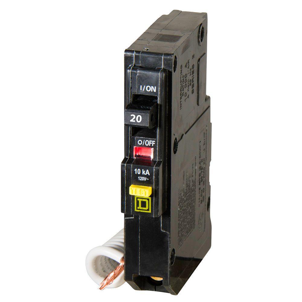 Square D QO120GFI Circuit Breaker 120V 20A 1P 10kA@120V Plug-In QO Series