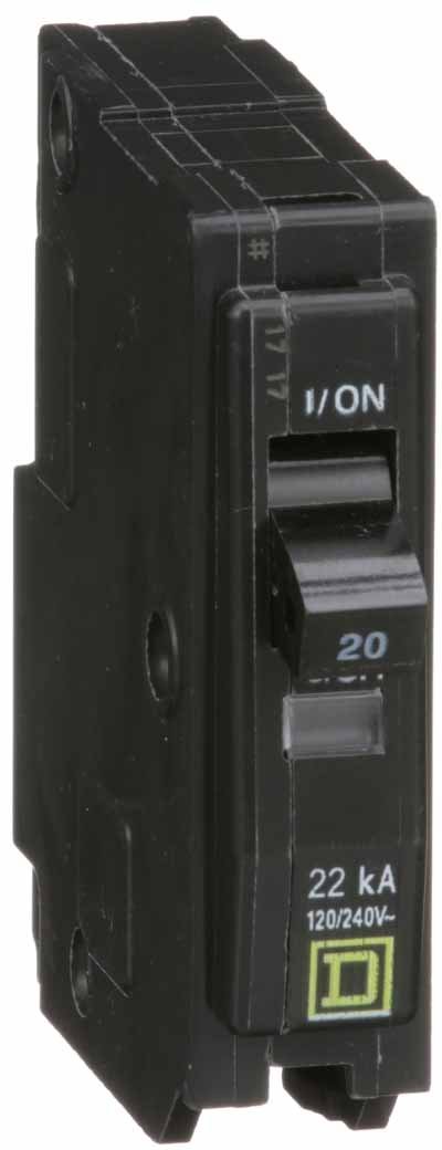 Square D QO120VH Circuit Breaker | 120/240V 20A 1P 22kA@240V Plug-In QO Series