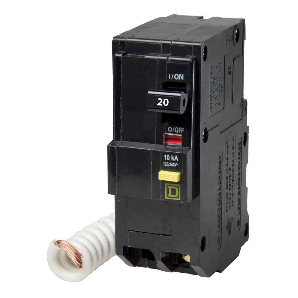 Square D QO220GFI Circuit Breaker 120/240V 20A 2Pole 10kA@120V Plug-In QO Series