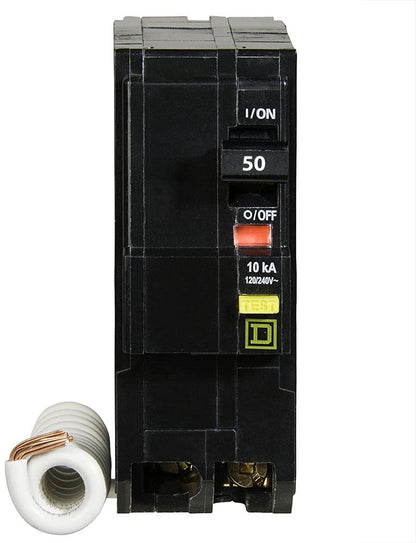 Square D QO250GFI Circuit Breaker 120/240V 50A 2P 10kA@240V Plug-In QO Series