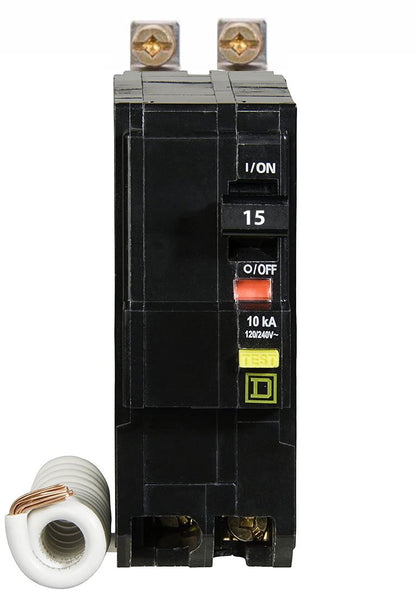 Square D QOB215EPD Circuit Breaker 120/240V 15A 2P 10kA@120V Bolt-on QOB Series